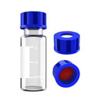 2mL Sample Vials, HPLC Vials with Writing Patch and Graduations, Screw Cap, Red PTFE & White Silicone Septa, CA-SV-01