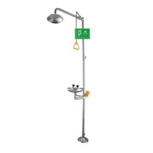 Vertical Safety Emergency Shower Eye Face Wash Combination Station, CA-EEWS-310