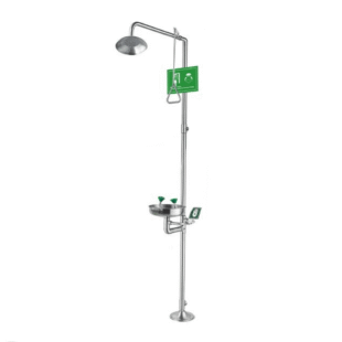 Emergency Shower and Eye Wash Combination Station Stainless Steel Grounded Compound, CA-EEWS-311