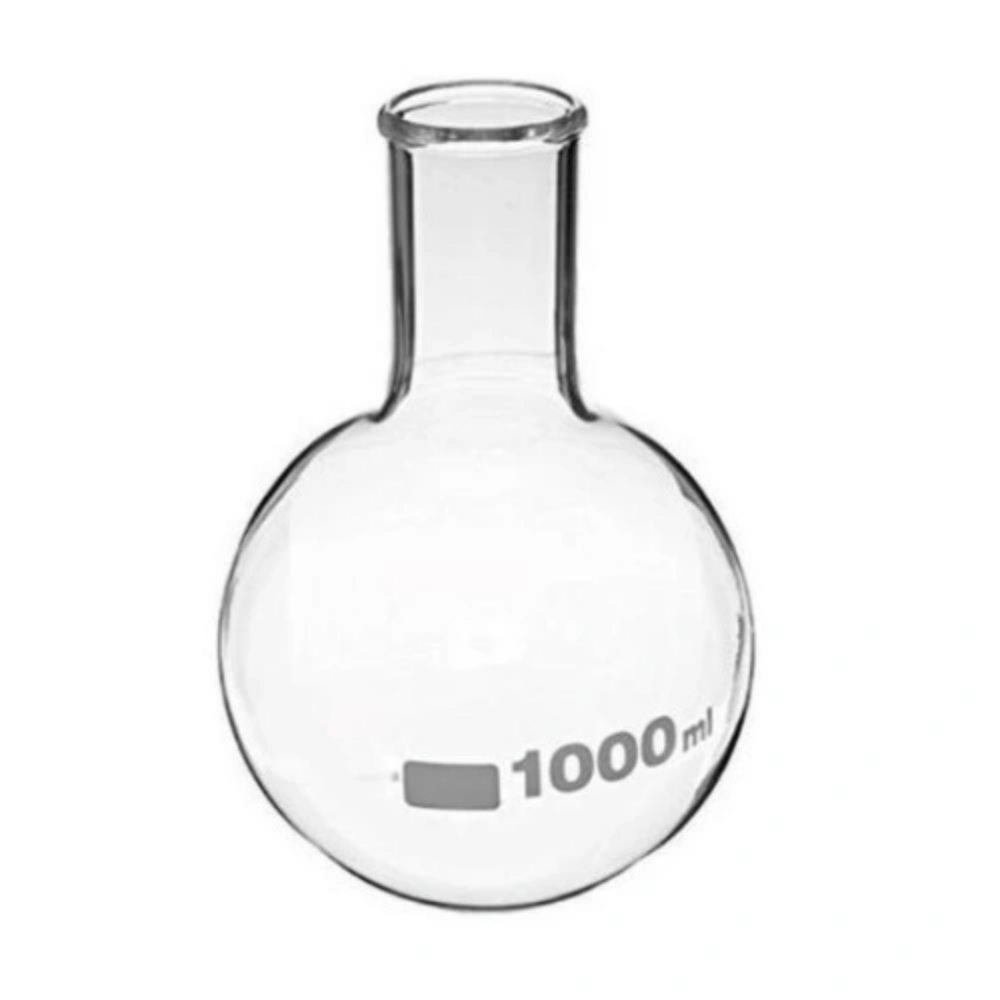 Short-Wide-Neck-Glass-Boiling-Flask-1000ml-CA-11171000.png Borosilicate Glass Flat Bottom Boiling Flask Short Wide Neck 1000ml Capacity, CA-11171000